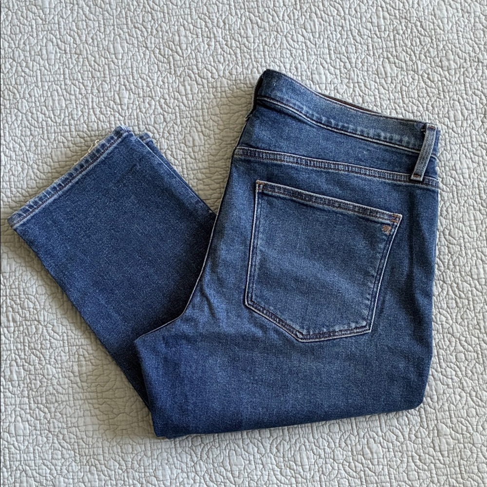 Madewell Roadtripper Slim Boyfriend Cropped Jeans Size 32P Stretch Medium Wash
